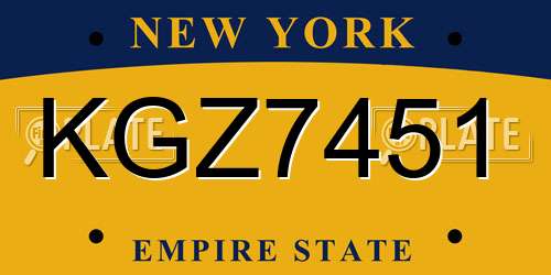 KGZ7451 New York License Plate