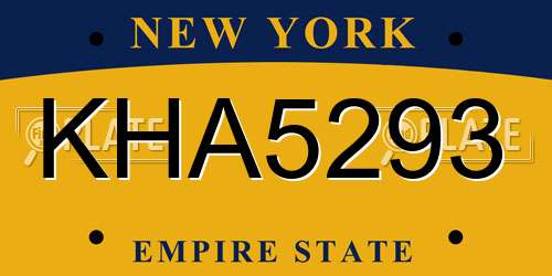 KHA5293 New York License Plate
