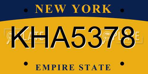 KHA5378 New York License Plate
