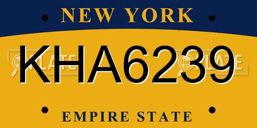 KHA6239 New York License Plate