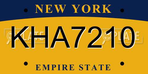 KHA7210 New York License Plate