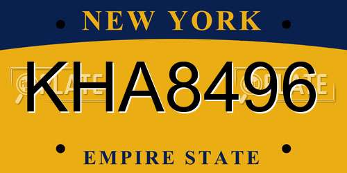 KHA8496 New York License Plate