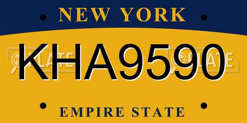 KHA9590 New York License Plate