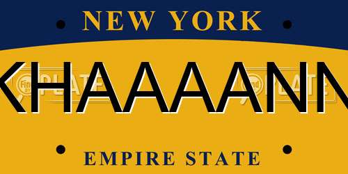 KHAAAANN New York License Plate