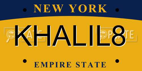 KHALIL8 New York License Plate