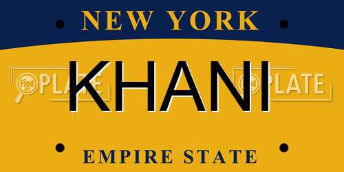 KHANI New York License Plate