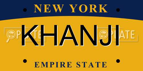 KHANJI New York License Plate