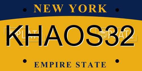 KHAOS32 New York License Plate