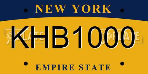 KHB1000 New York License Plate