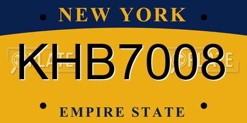 KHB7008 New York License Plate