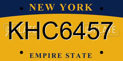 KHC6457 New York License Plate