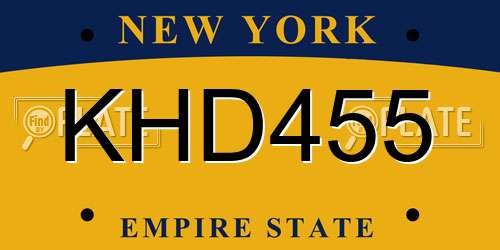 KHD455 New York License Plate
