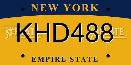 KHD488 New York License Plate