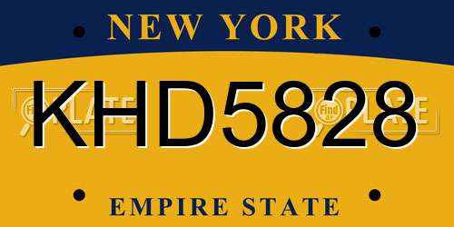 KHD5828 New York License Plate