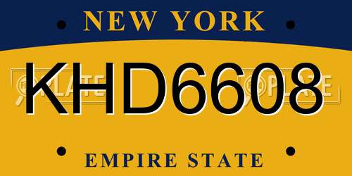 KHD6608 New York License Plate