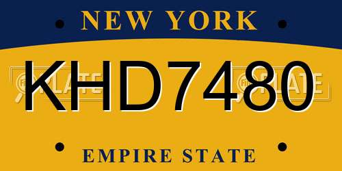 KHD7480 New York License Plate