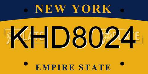 KHD8024 New York License Plate