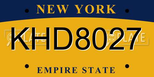 KHD8027 New York License Plate