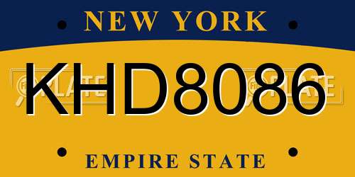 KHD8086 New York License Plate