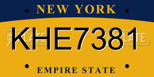 KHE7381 New York License Plate