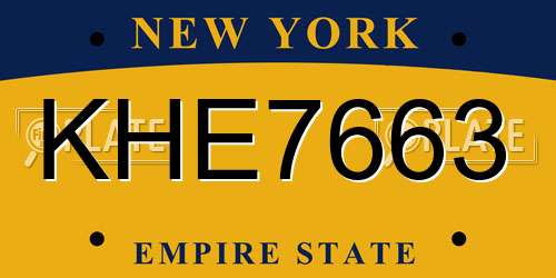 KHE7663 New York License Plate
