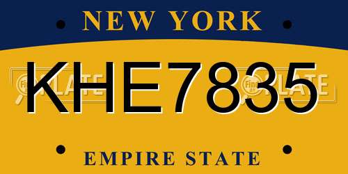 KHE7835 New York License Plate