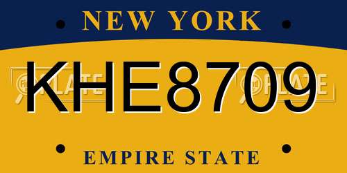 KHE8709 New York License Plate