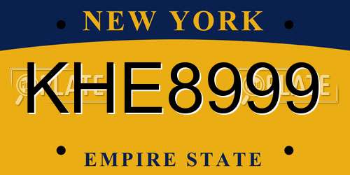 KHE8999 New York License Plate