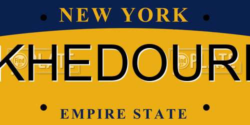 KHEDOURI New York License Plate