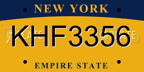KHF3356 New York License Plate