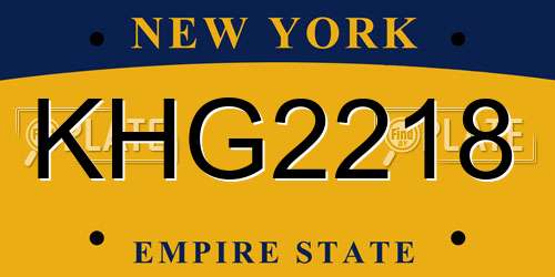 KHG2218 New York License Plate