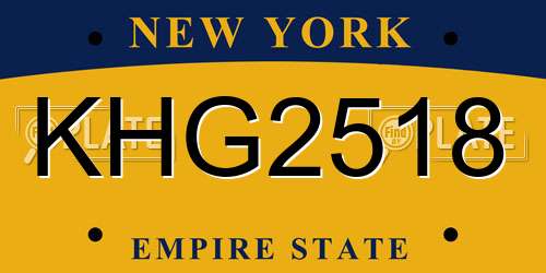KHG2518 New York License Plate