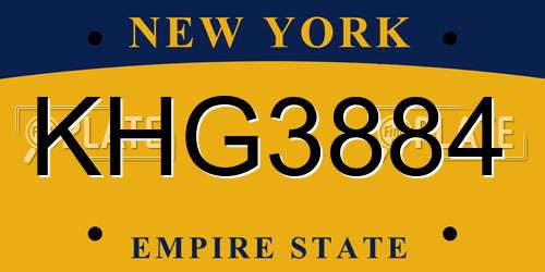 KHG3884 New York License Plate