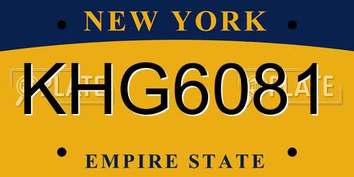 KHG6081 New York License Plate