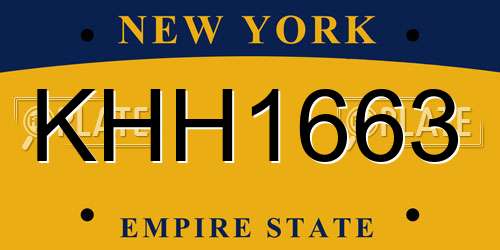 KHH1663 New York License Plate