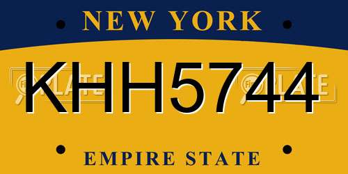KHH5744 New York License Plate