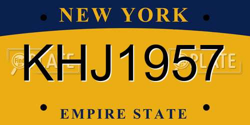 KHJ1957 New York License Plate