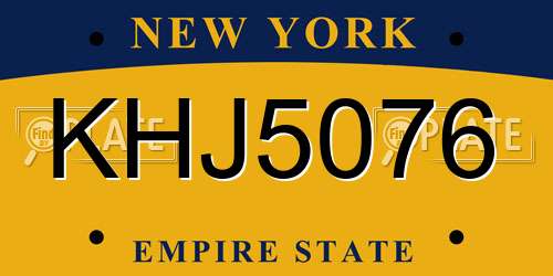 KHJ5076 New York License Plate