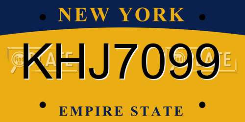 KHJ7099 New York License Plate