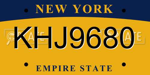 KHJ9680 New York License Plate