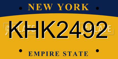 KHK2492 New York License Plate