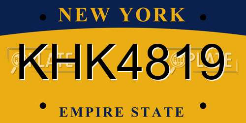 KHK4819 New York License Plate