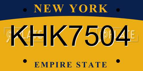 KHK7504 New York License Plate