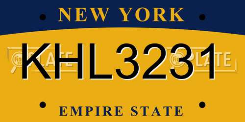 KHL3231 New York License Plate