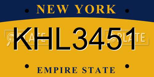 KHL3451 New York License Plate