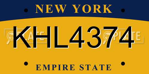 KHL4374 New York License Plate