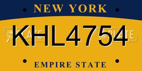 KHL4754 New York License Plate