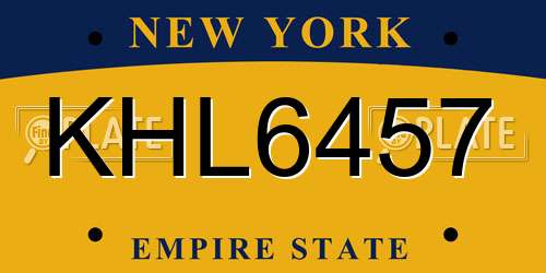 KHL6457 New York License Plate