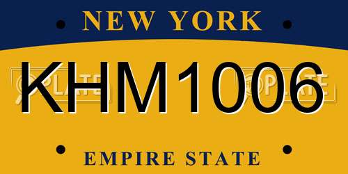 KHM1006 New York License Plate
