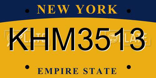 KHM3513 New York License Plate